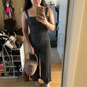 Reformation Square Neckline Washed Black Dainty Ditsy Floral Jumpsuit size XS